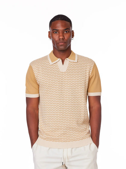 Textured Beige Polo Shirt
