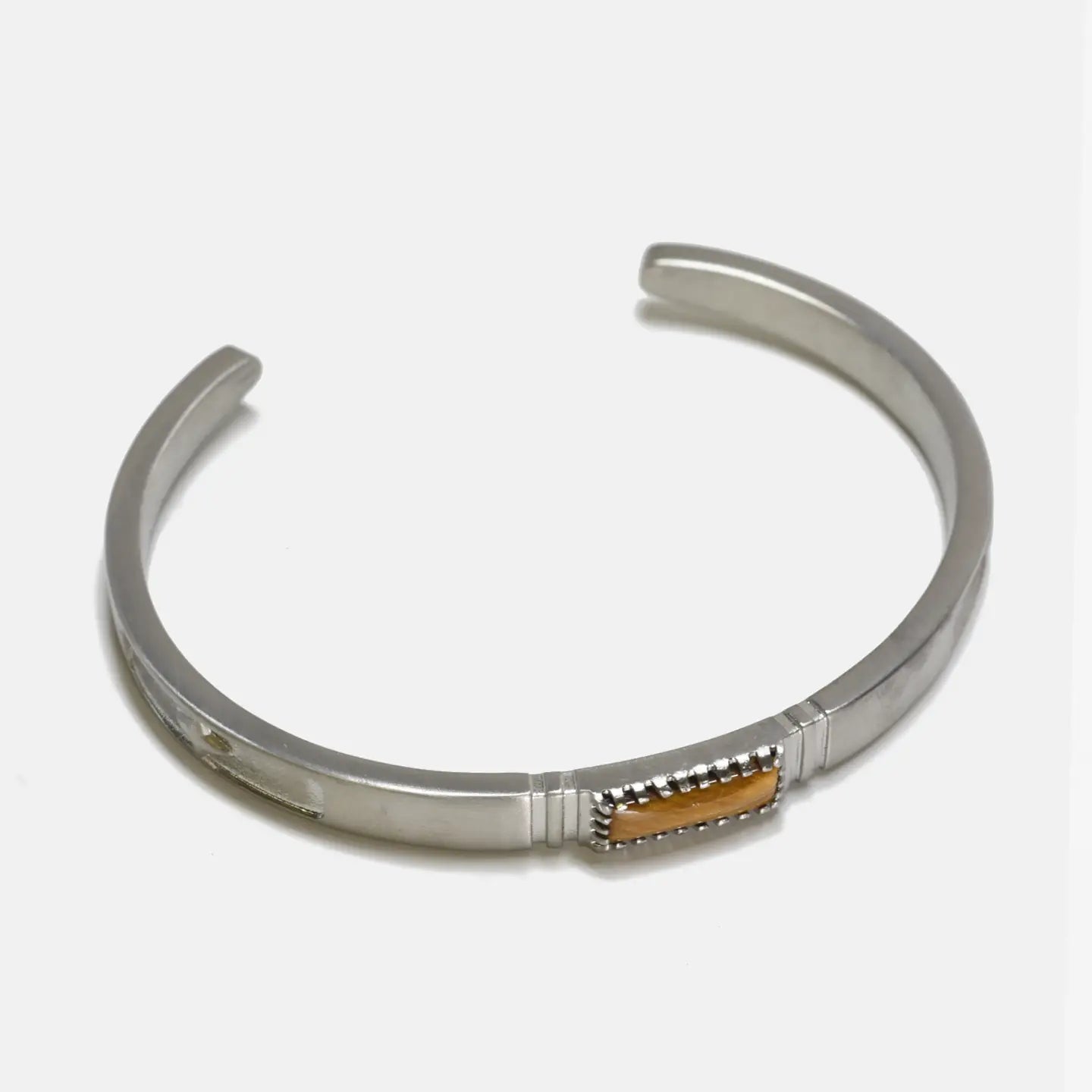 Steel Bracelet With Tiger's Eye Inlay