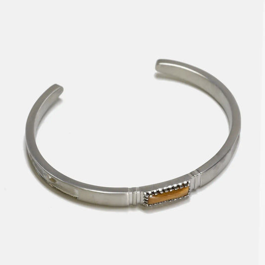 Steel Bracelet With Tiger's Eye Inlay