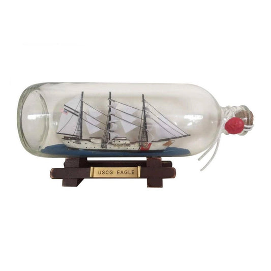 United States Coast Guard Eagle Model Ship in Glass Bottle 9"