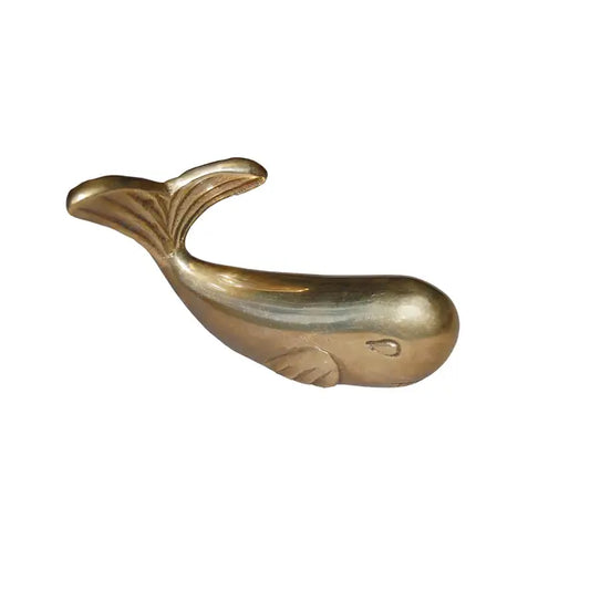 3” Antiqued Brass Whale Paperweight