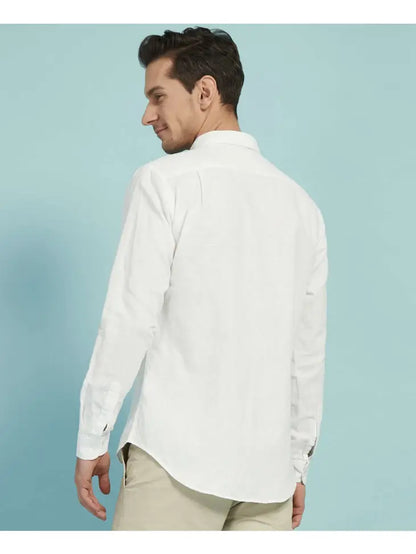 Slim White Linen Button Down Shirt