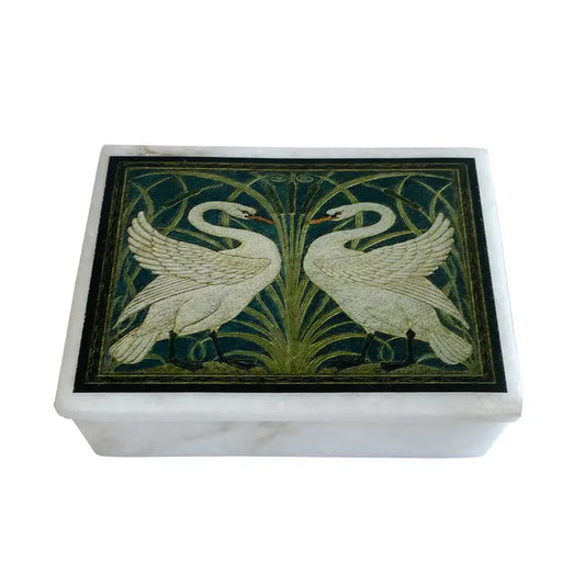 4" White Swans Jewelry Trinket Box