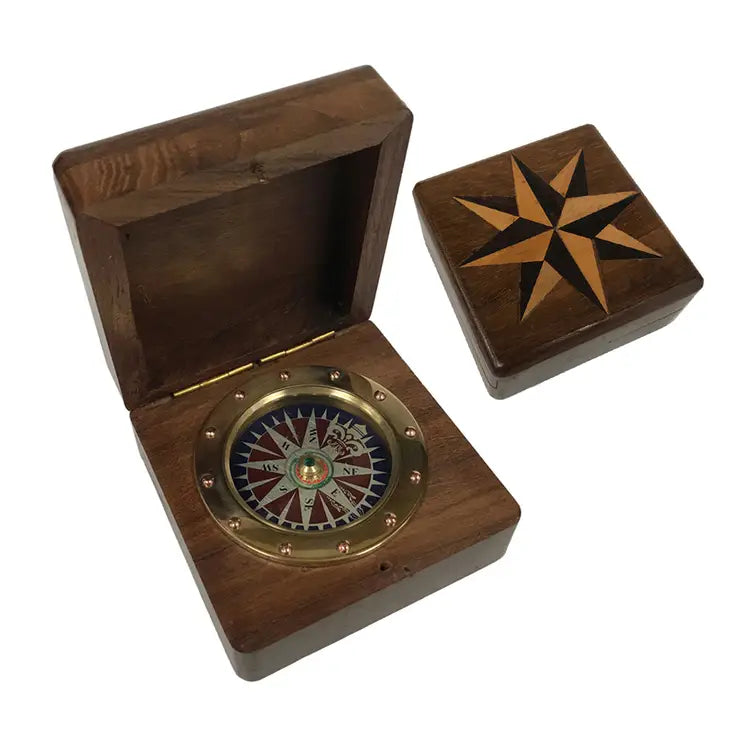 3" Wood Box with Compass